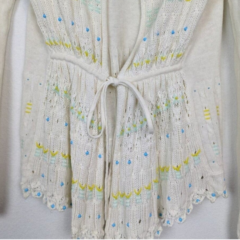 Moth Anthropologie Open Knit Embellished Beaded Cardigan - Picture 6 of 8